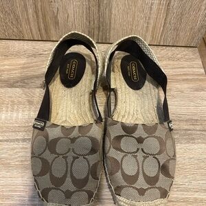 Coach Tan and Brown Espadrille Flats